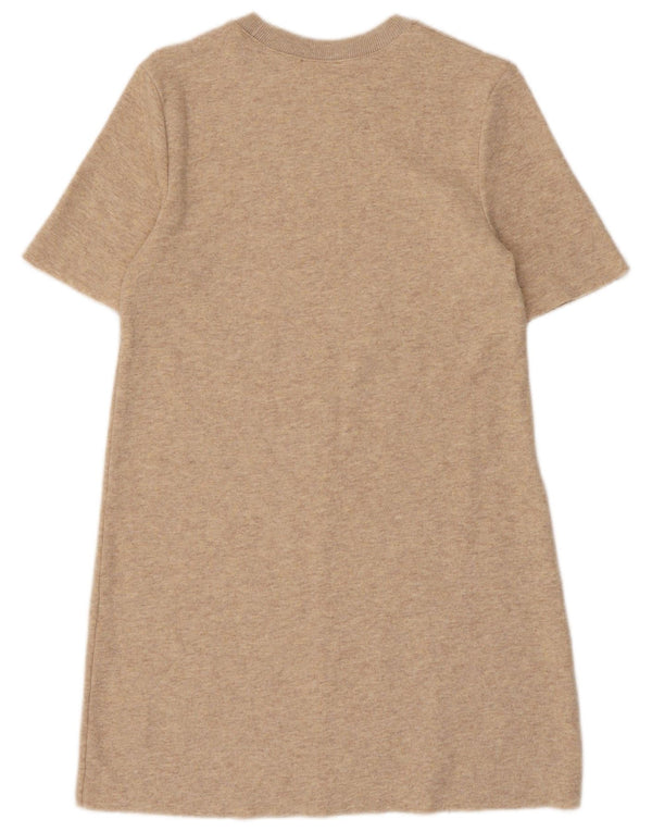 Zara Dame Kortærmede Jumper Dress UK 10 Small Beige Polyester