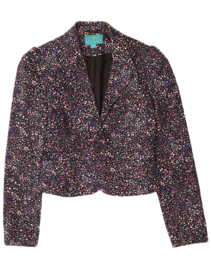 Monsoon Womens Crop 1-knap blazerjakke UK 8 Small Multicolored Floral