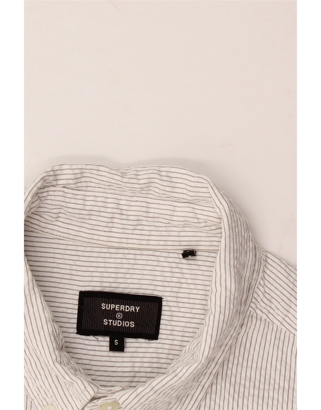 SUPERDRY Mens Short Sleeve Shirt Small White Pinstripe Cotton Vintage Superdry and Second-Hand Superdry from Messina Hembry 