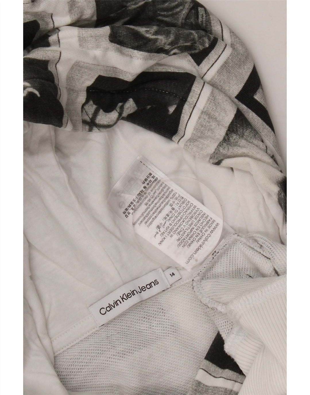 Calvin Klein Jeans Grafisk hættetrøje til drenge 13-14 år Grå patchwork