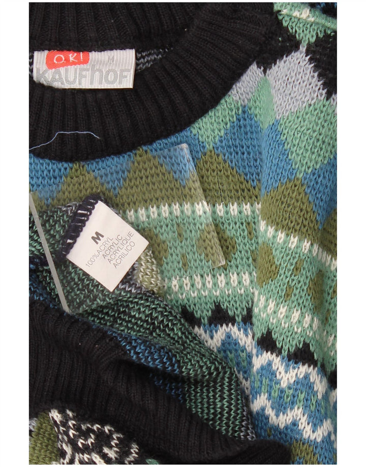 VINTAGE Herre trøje med rund hals, medium flerfarvet geometrisk