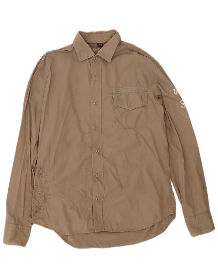 Napapijri Herre grafisk skjorte XL Khaki Bomuld
