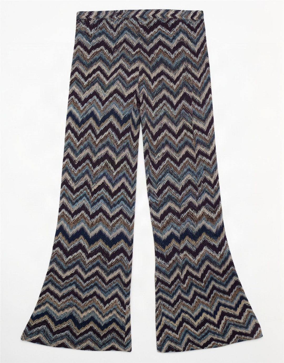 Vintage Dame Flare Casual Bukser W26 L30 Flerfarvet Chevron