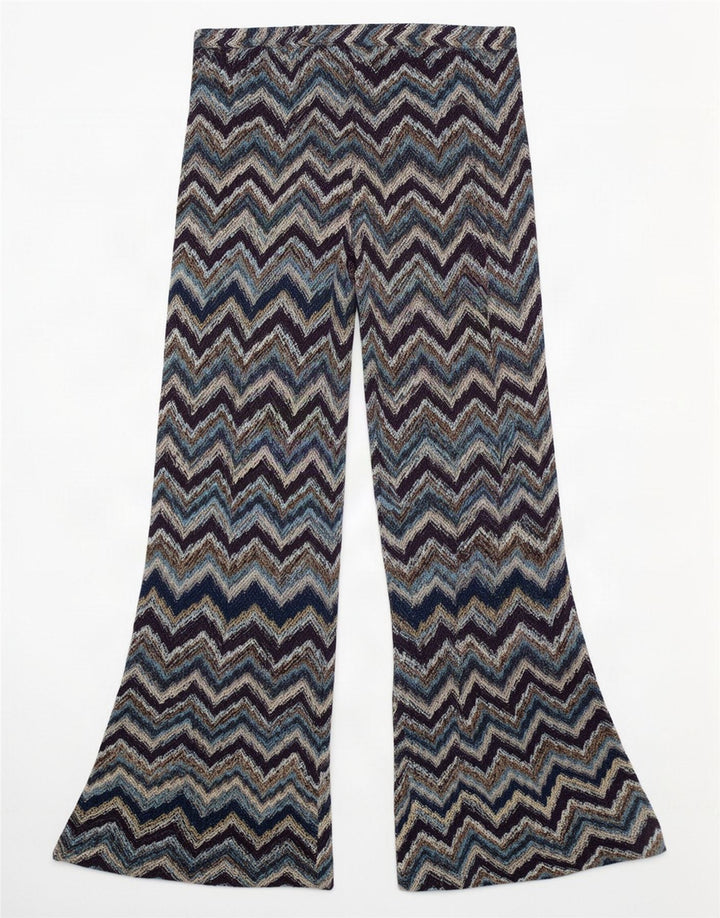Vintage Dame Flare Casual Bukser W26 L30 Flerfarvet Chevron
