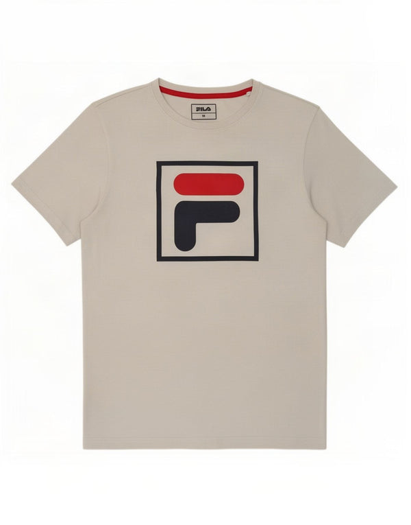 Fila Herre Grafisk T-Shirt Top Medium Hvid Bomuld