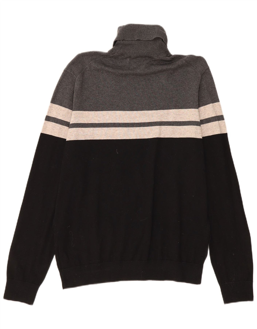 Marks & Spencer Herre Rullehalstrøje Sweater Stor Sort Colourblock