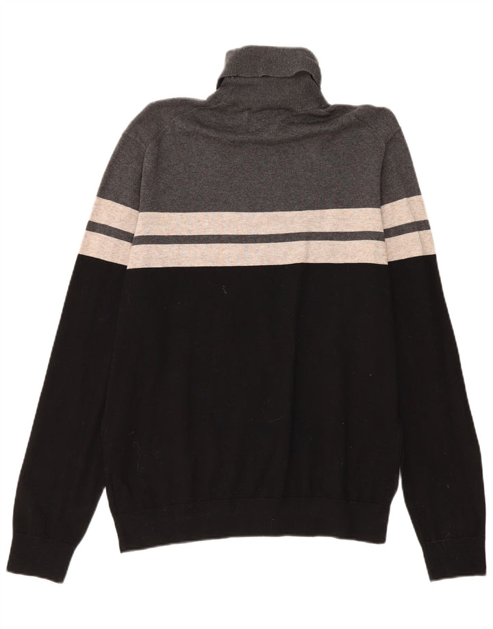 Marks & Spencer Herre Rullehalstrøje Sweater Stor Sort Colourblock