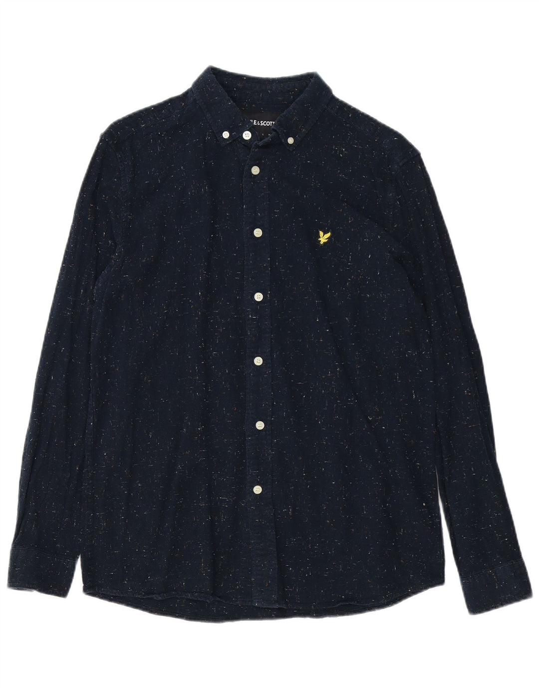LYLE & SCOTT Herreskjorte Medium Navyblå Flecked Bomuld