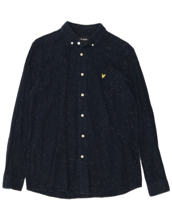 LYLE & SCOTT Herreskjorte Medium Navyblå Flecked Bomuld