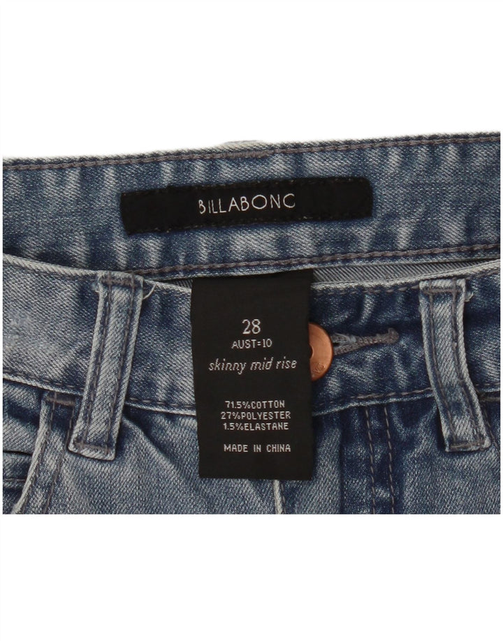 BILLABONG Dame Mid Rise Skinny Jeans W28 L29 Blå Bomuld