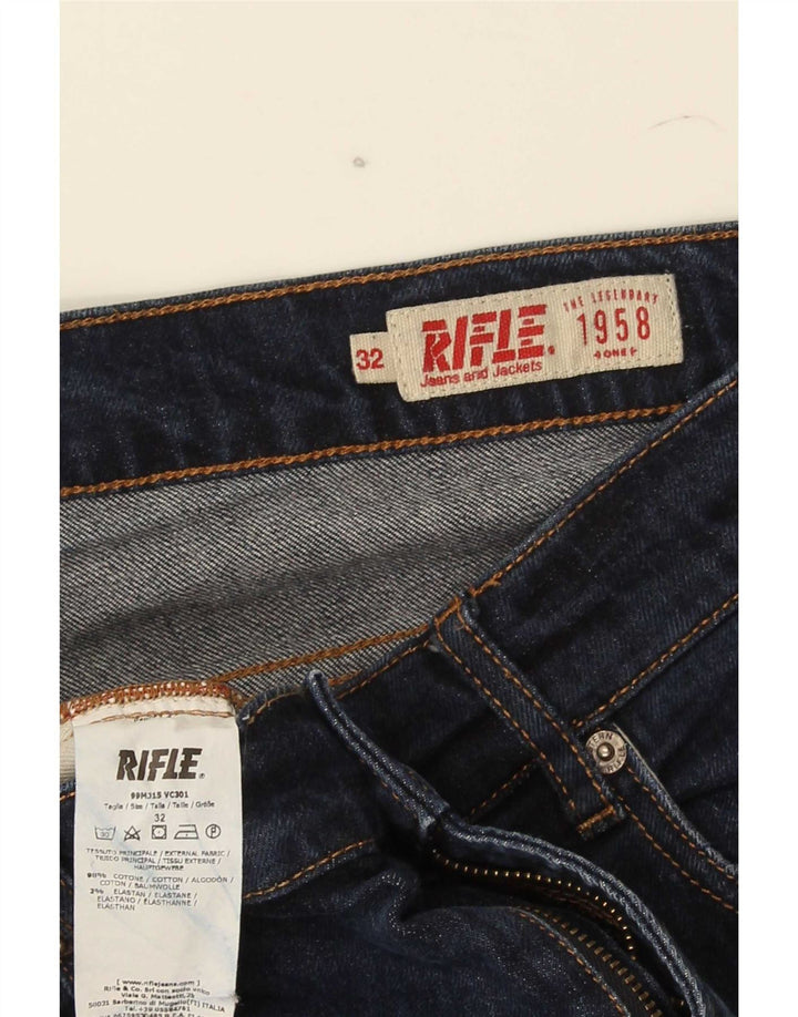 Rifle Herre Cropped Slim Jeans W32 L26 Marineblå Bomuld