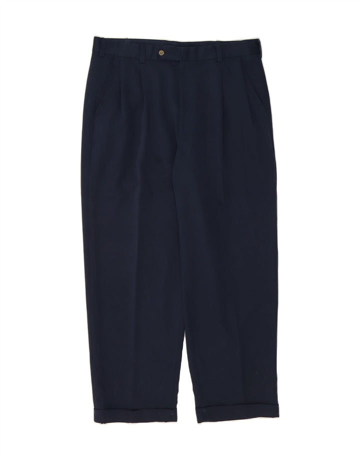 IZOD Mens Pegged Suit Trousers W36 L31 Navy Blue Polyester Vintage Izod and Second-Hand Izod from Messina Hembry 