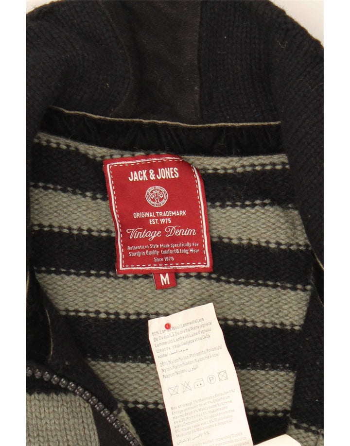 Jack & Jones Herre militær cardigan sweater med fuld lynlås mellem sort stribet