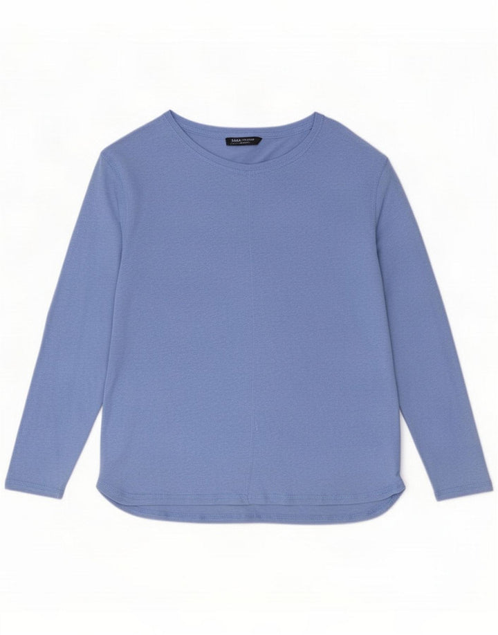 Marks & Spencer Dametop Langærmet UK 14 Medium Blue Linen