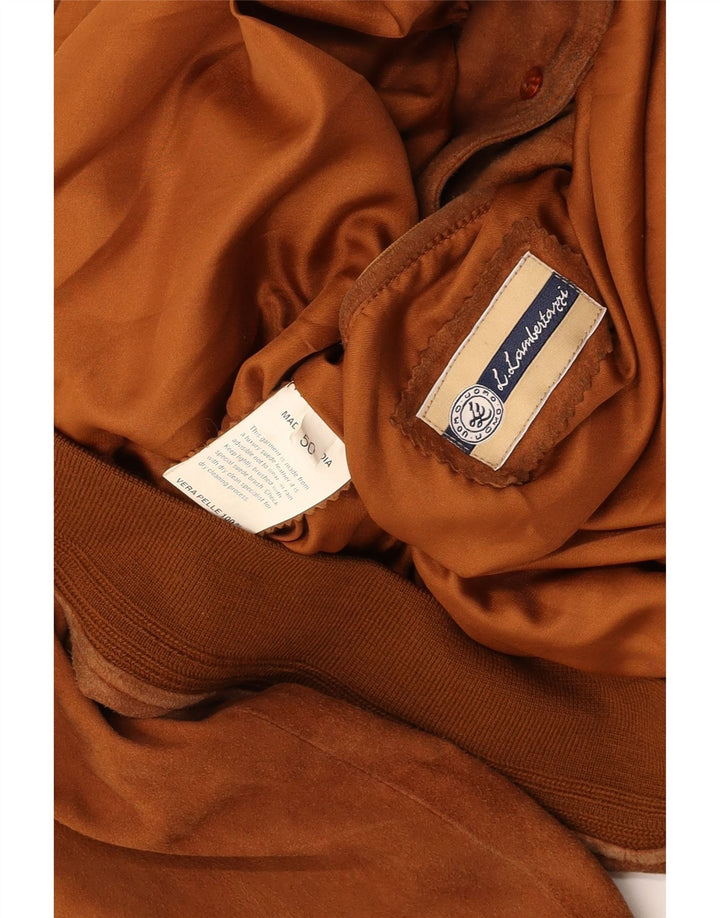 L.LAMBERTAZZI Bomberjakke i ruskind til mænd IT 50 Stor brunt læder