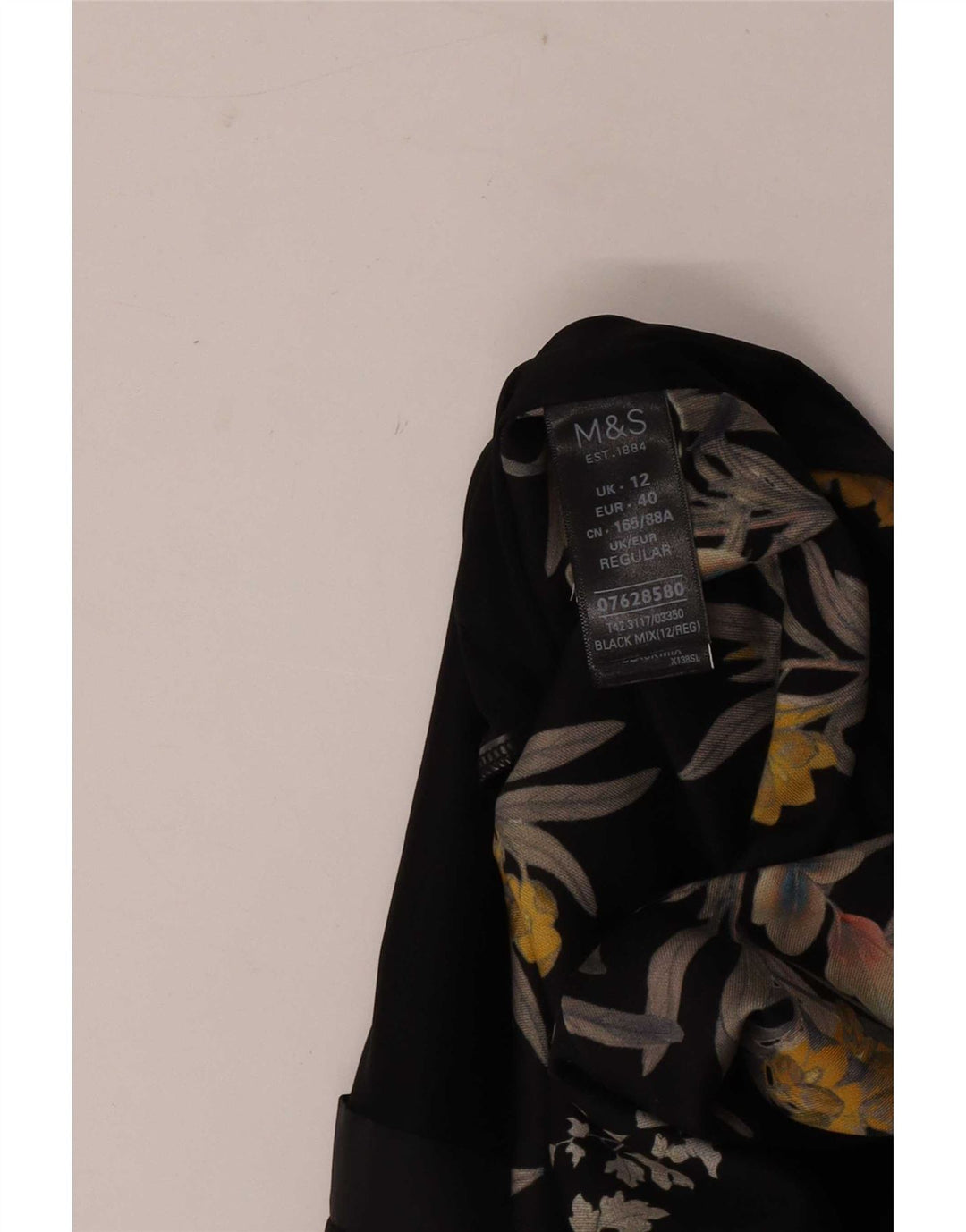Marks & Spencer Kvinders Ærmeløs Skede Kjole UK 12 Medium Black Floral