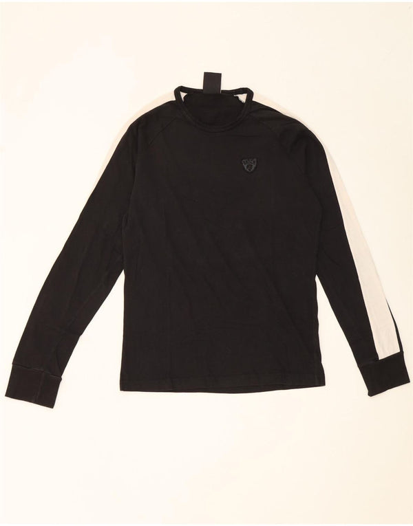 Datch Herre Top Langærmet Medium Sort Colourblock Bomuld