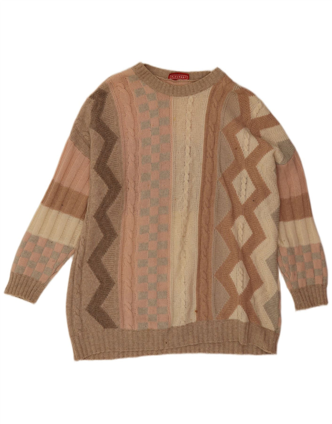 Stefanel Herre Boat Neck Jumper Sweater 2XL Flerfarvet Geometrisk