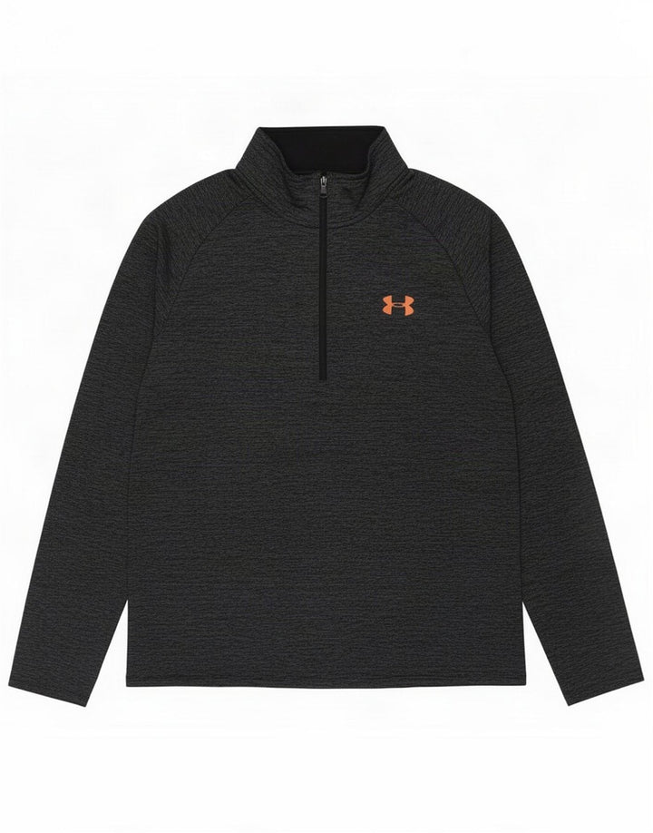 Under Armour Pullover med lynlås til mænd til mænd, træningsdragt Top Large Grå Flecked
