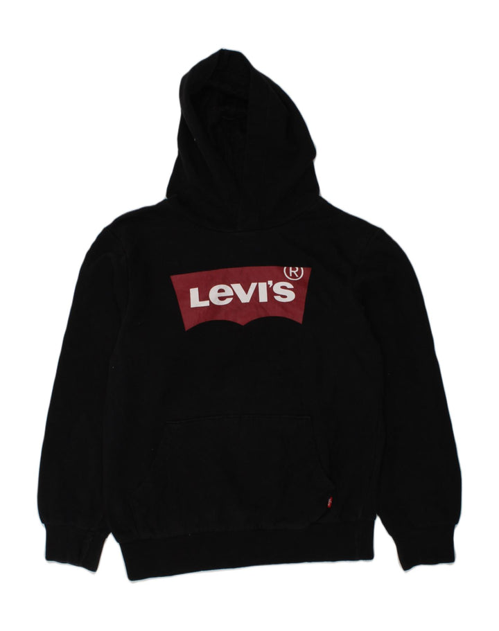 LEVI'S Boys Graphic Hoodie Jumper 10-11 Years Medium Black Cotton | Vintage Levi's | Thrift | Second-Hand Levi's | Used Clothing | Messina Hembry 