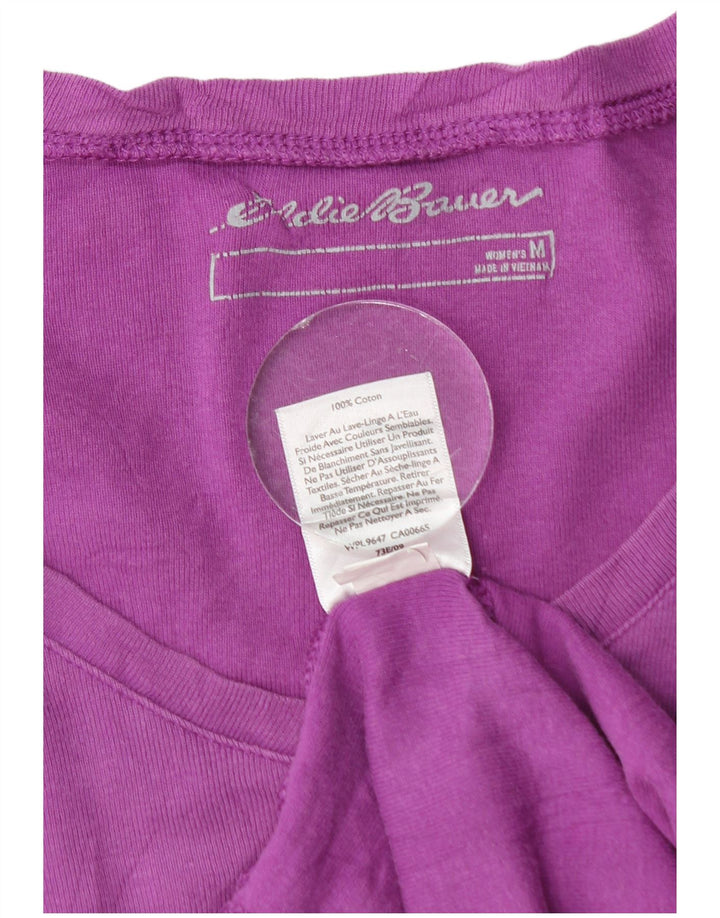 EDDIE BAUER Dame Top Langærmet UK 14 Medium Lilla Bomuld