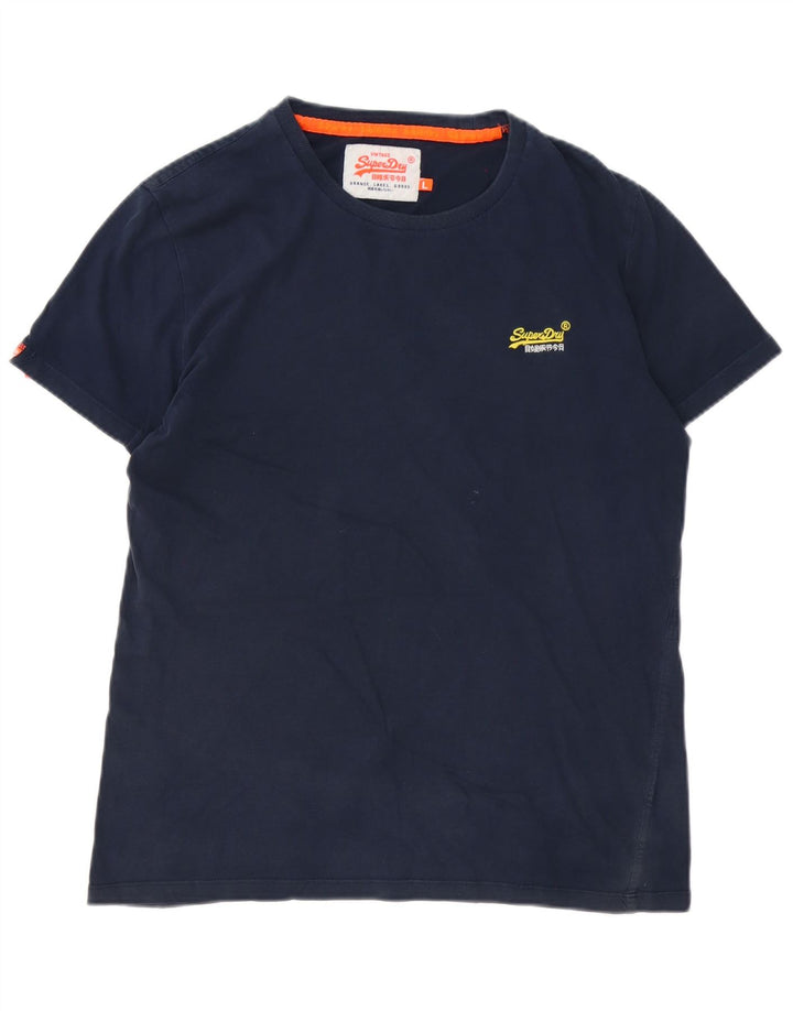 Superdry T-shirt top til mænd, stor marineblå bomuld