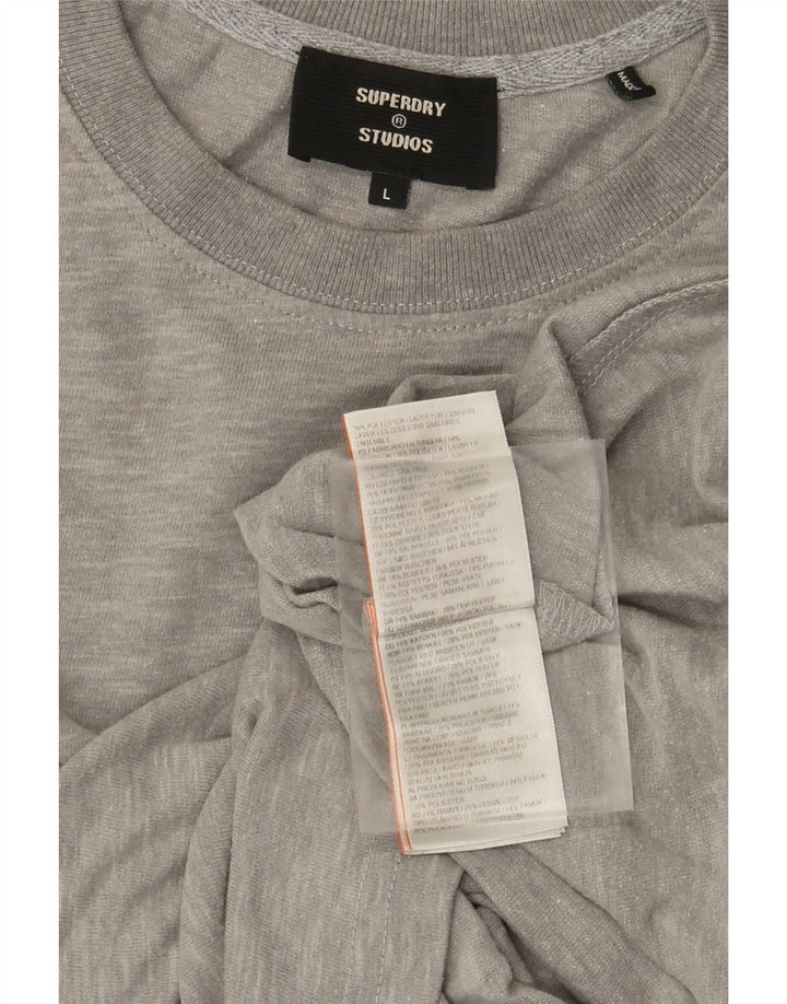 Superdry T-shirt top til mænd, stor grå flækket bomuld