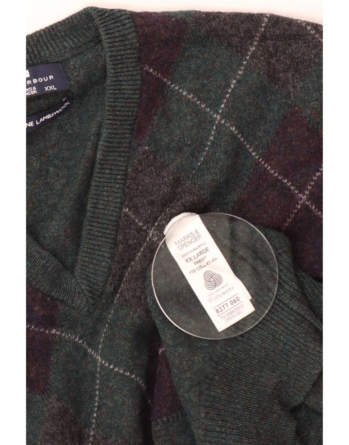 Marks & Spencer Herre Blue Harbor V-hals sweater 2XL Grøn