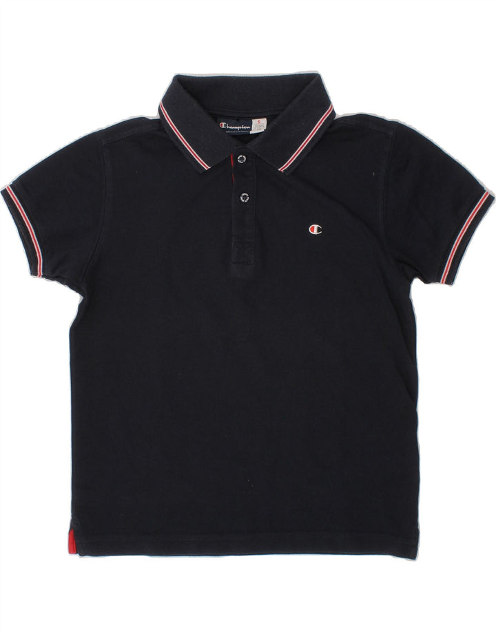 CHAMPION Boys Polo Shirt 7-8 Years Small Navy Blue Cotton Vintage Champion and Second-Hand Champion from Messina Hembry 