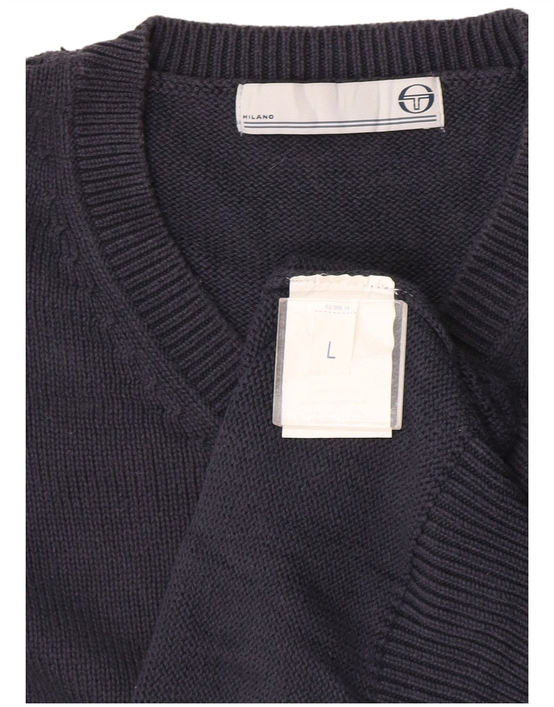 Sergio Tacchini Herre V-hals sweater Stor marineblå bomuld