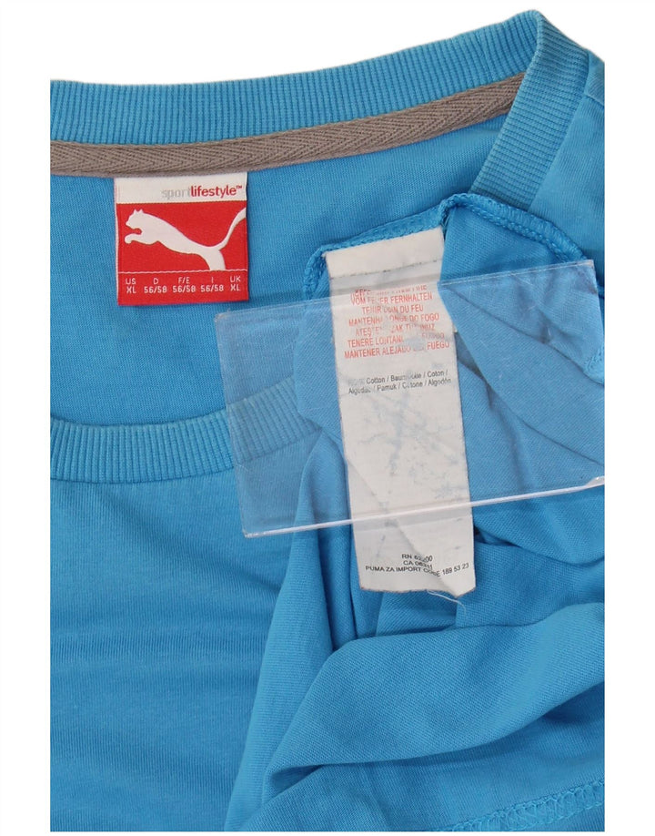 Puma Herre Grafisk T-Shirt Top XL Blå Bomuld