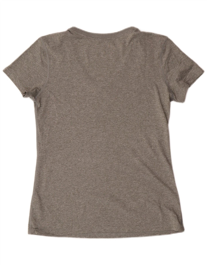 NIKE Womens T-Shirt Top UK 14 Medium Grey Polyester