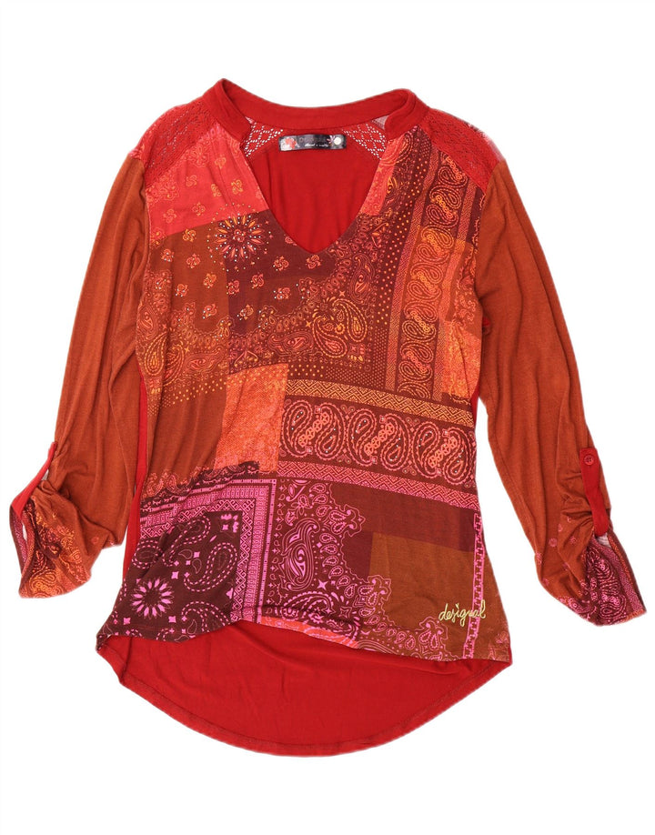 Desigual Damebluse Top UK 14 Medium Rød Paisley Viscose
