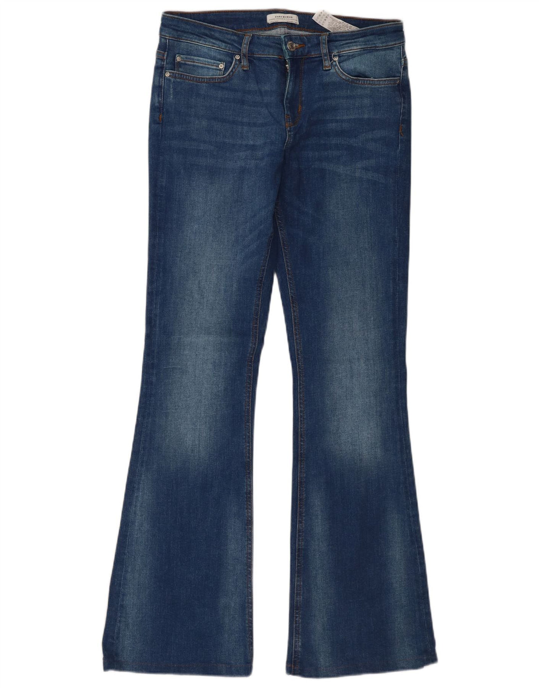 Zara Dame Flared Jeans EU 38 Small W28 L32 Blå Bomuld