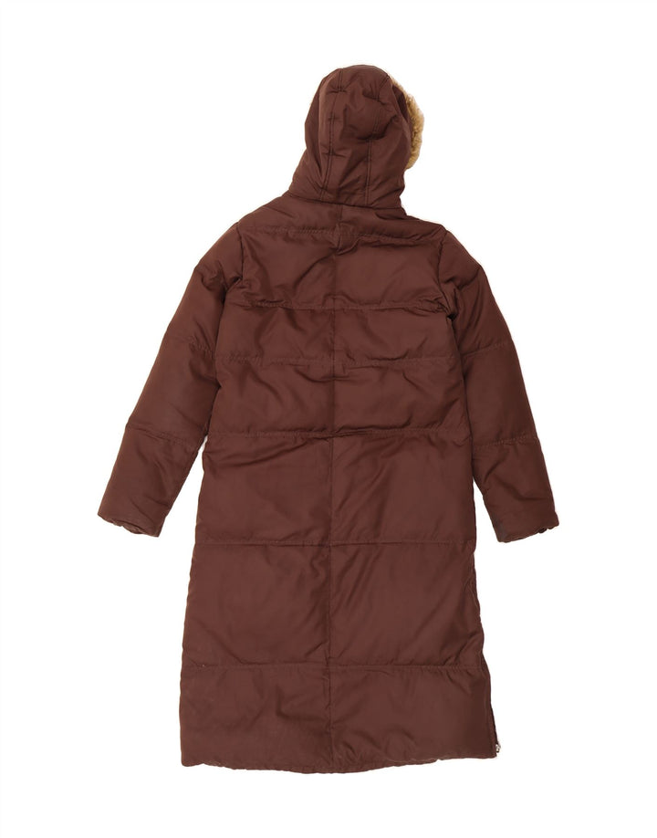 DKNY Womens Hooded Padded Coat UK 10 Small Brown Polyester Vintage Dkny and Second-Hand Dkny from Messina Hembry 