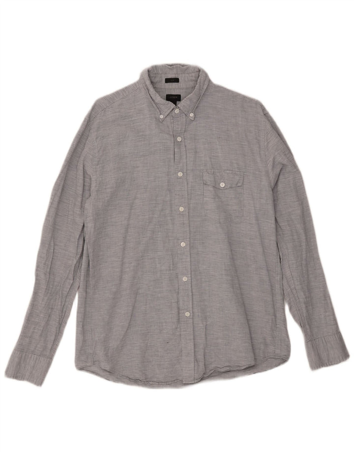 J. CREW Slim Fit skjorte til mænd, stor blå nålestribet linned