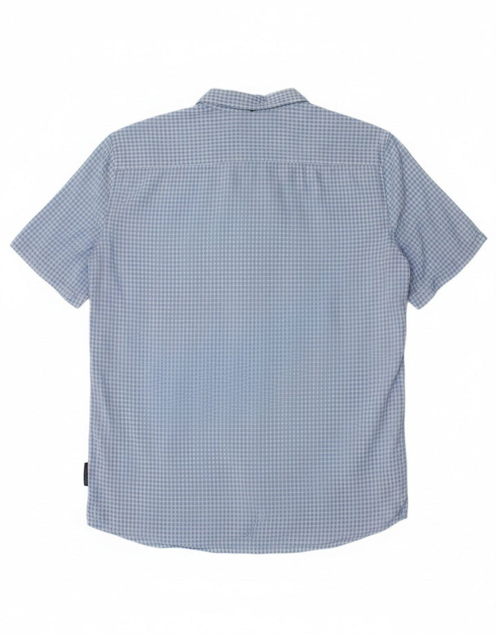 FRENCH CONNECTION Mens Short Sleeve Shirt Small Blue Gingham Cotton