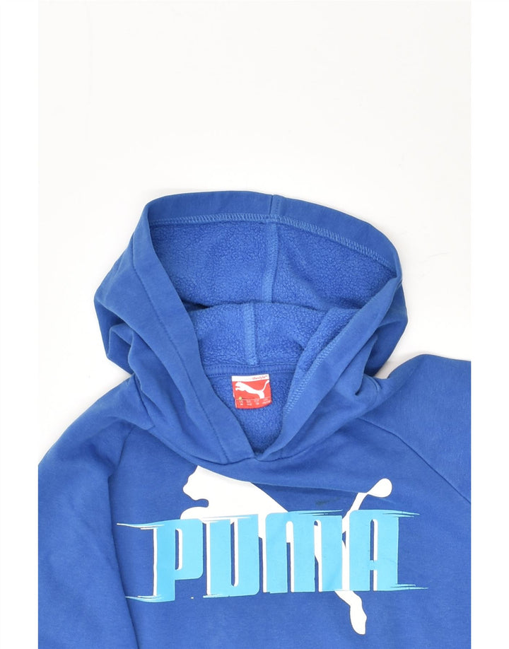 PUMA Boys Graphic Hoodie Jumper 9-10 Years Medium Blue | Vintage Puma | Thrift | Second-Hand Puma | Used Clothing | Messina Hembry 