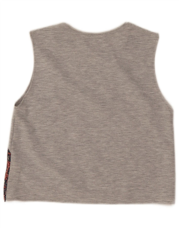 Zara Womens Crop Vest Top UK 10 Small Grey Floral Polyester