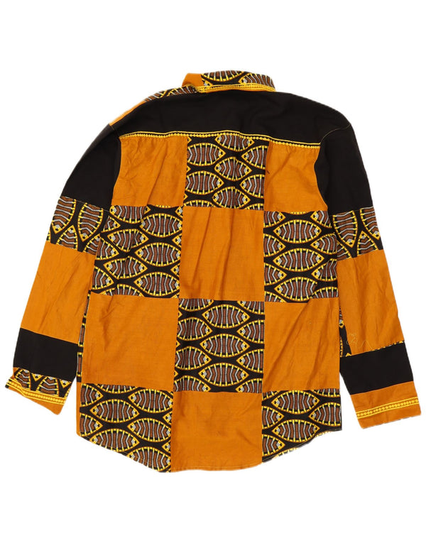 Vintage herreskjorte medium gul patchwork