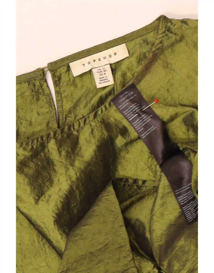 Topshop Dame 3/4 ærmet bluse Top UK 12 Medium Khaki Polyester