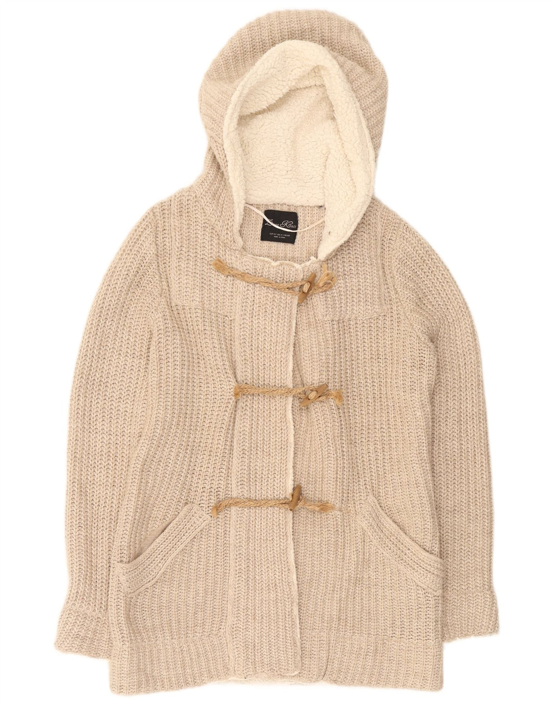 Zara sweater med hætte til kvinder UK 14 Medium Beige Polyester