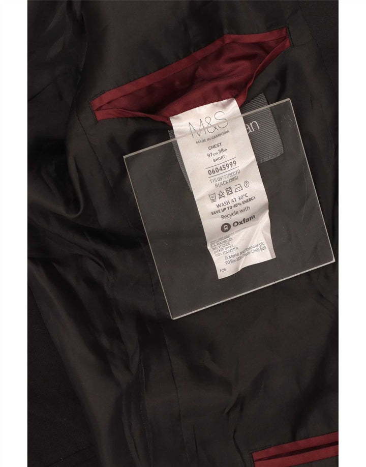 Marks & Spencer Herre 2-knaps blazerjakke UK 38 Medium Sort Polyester