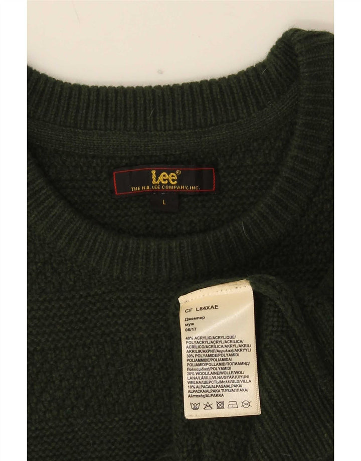 Lee Herre Crew Neck Jumper Sweater Stor Grøn Akryl