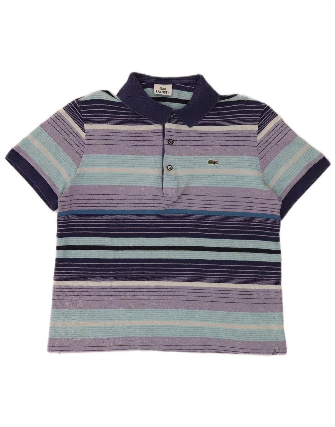 Lacoste herre poloskjorte str. 5 Stor flerfarvet stribet bomuld