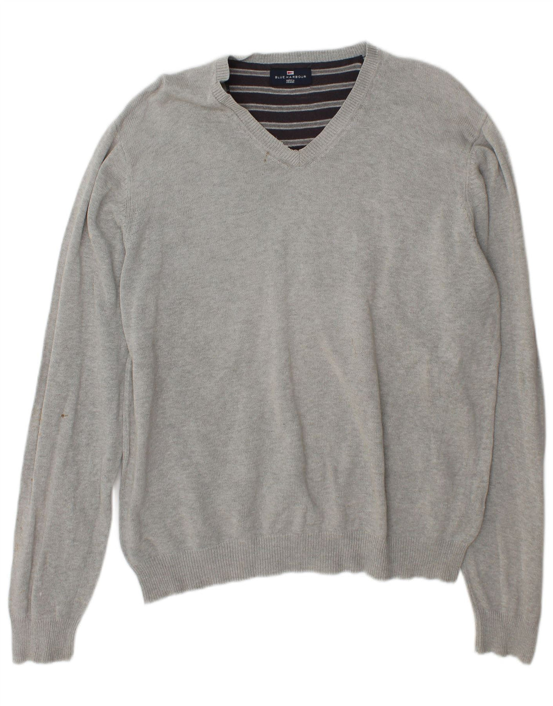 Marks & Spencer Herre Blue Harbor V-hals sweater Stor grå bomuld