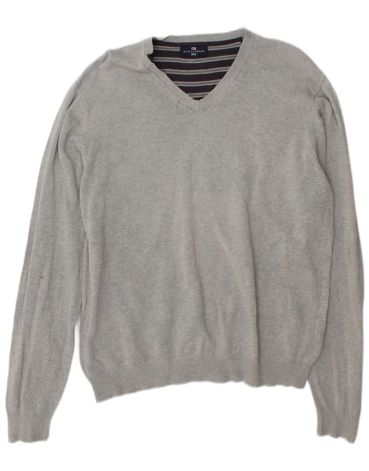 Marks & Spencer Herre Blue Harbor V-hals sweater Stor grå bomuld