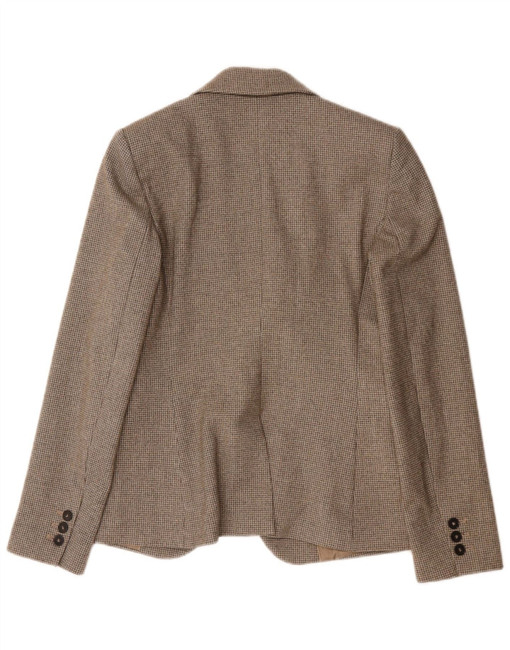 Mango Dame 1 Knap Blazer Jacket UK 10 Small Brown Houndstooth
