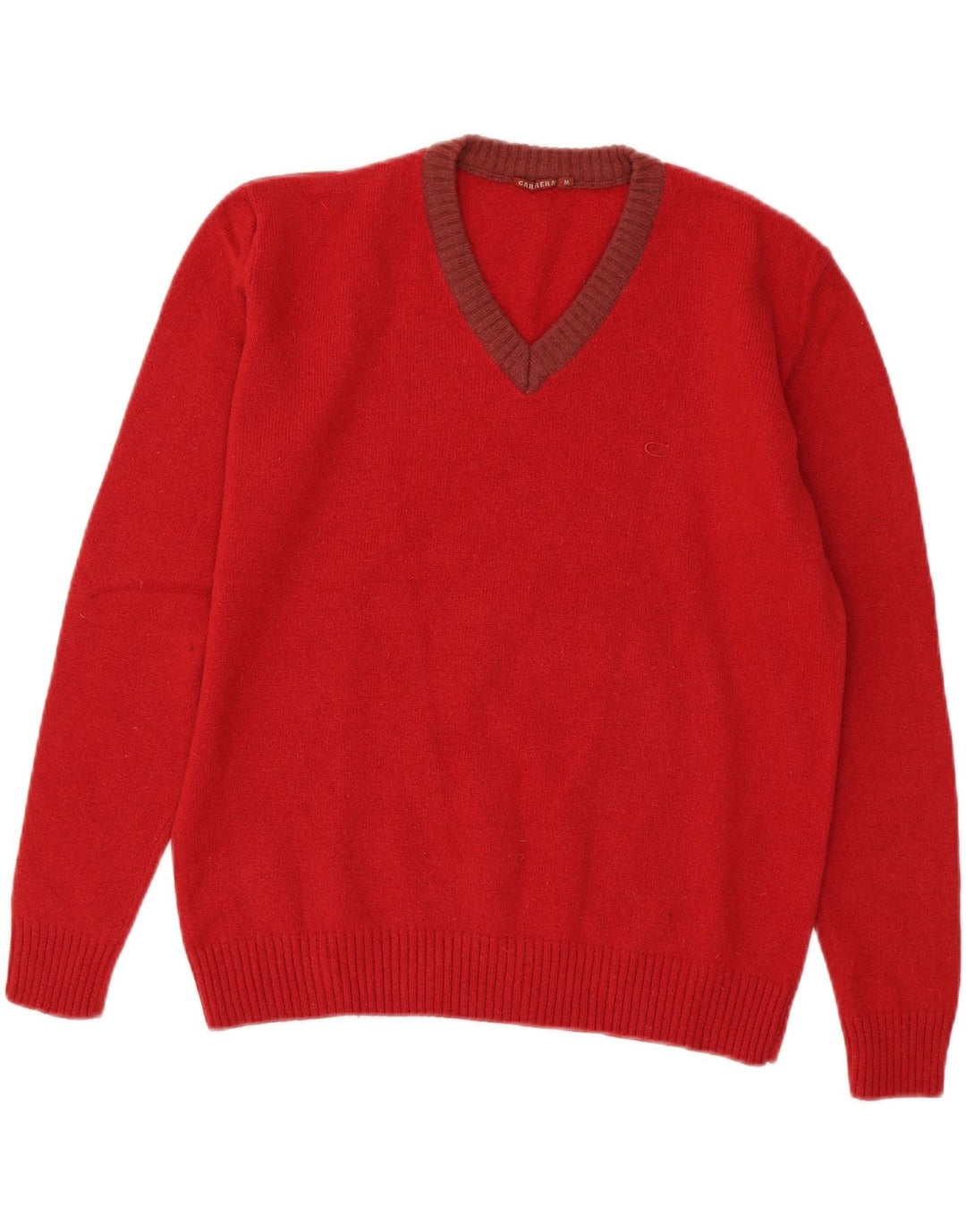 CARRERA Dame V-hals sweater UK 14 Medium Rød Uld