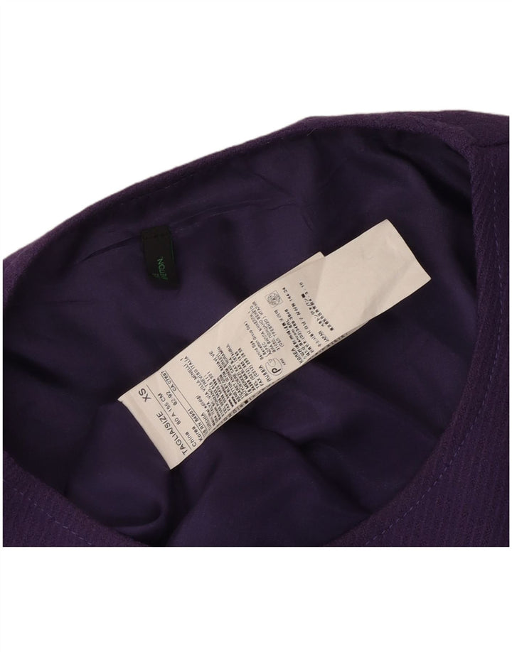 BENETTON Dame Ærmeløs Skede Kjole UK 6 XS Lilla Virgin Wool